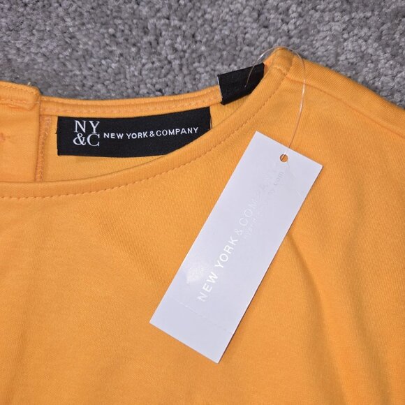 NWT New York & Company Medium Petite Yellow Button Back Flare Dress‎ - Picture 3 of 11